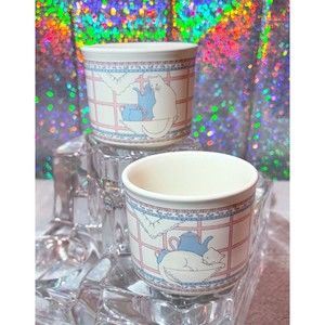 1989 House Cats Handleless Taiwanese Tea Cups Set of 2 Vintage HOL Cup